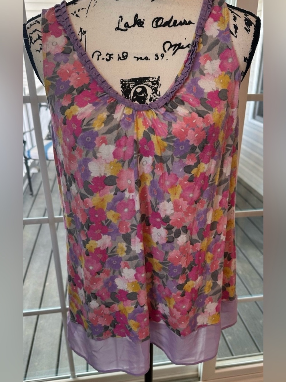 4/$14 Simply Vera Vera Wang Floral Sleeveless Tank Top - Lavender, Pink, Yellow